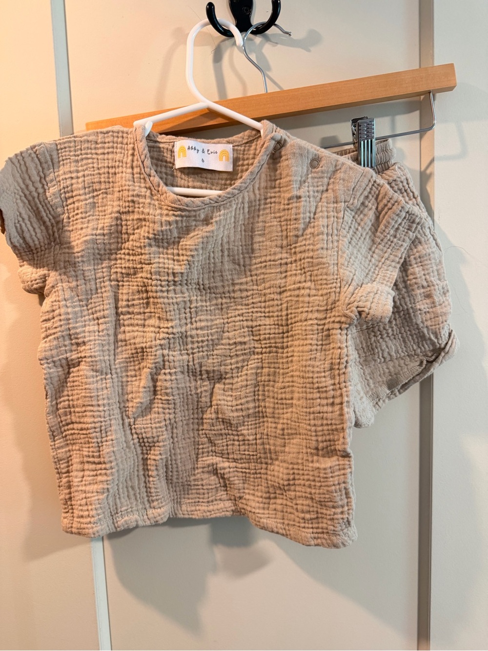 Kids Short-Sleeve Gauze Top in Cream by Abby & Em